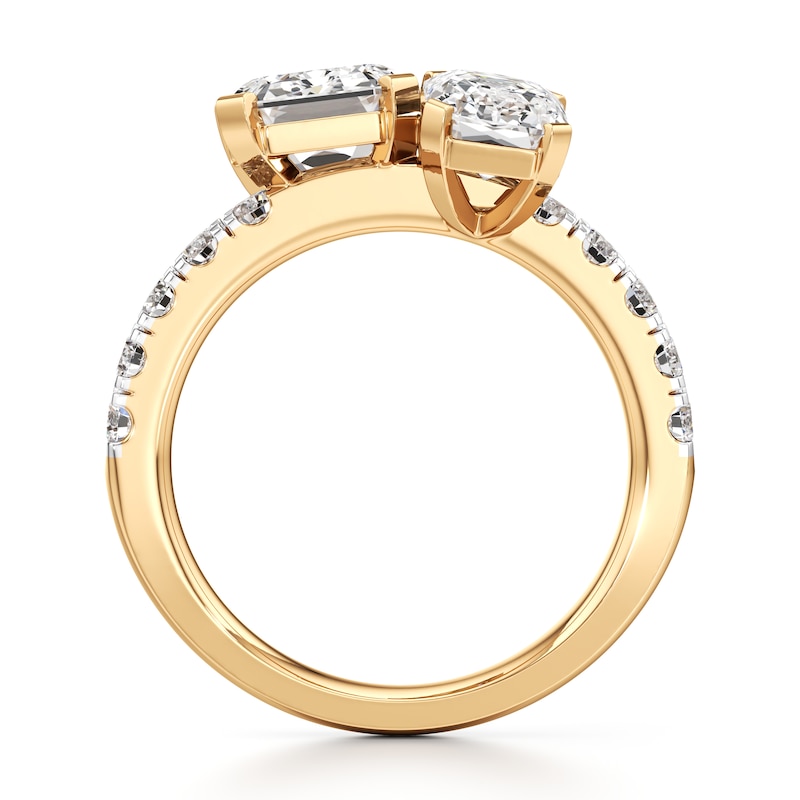 Main Image 2 of J'Lure Imperial-Emerald Step-Cut Two-Stone Lab-Grown Diamond Engagement Ring 4-5/8 ct tw 18K Yellow Gold