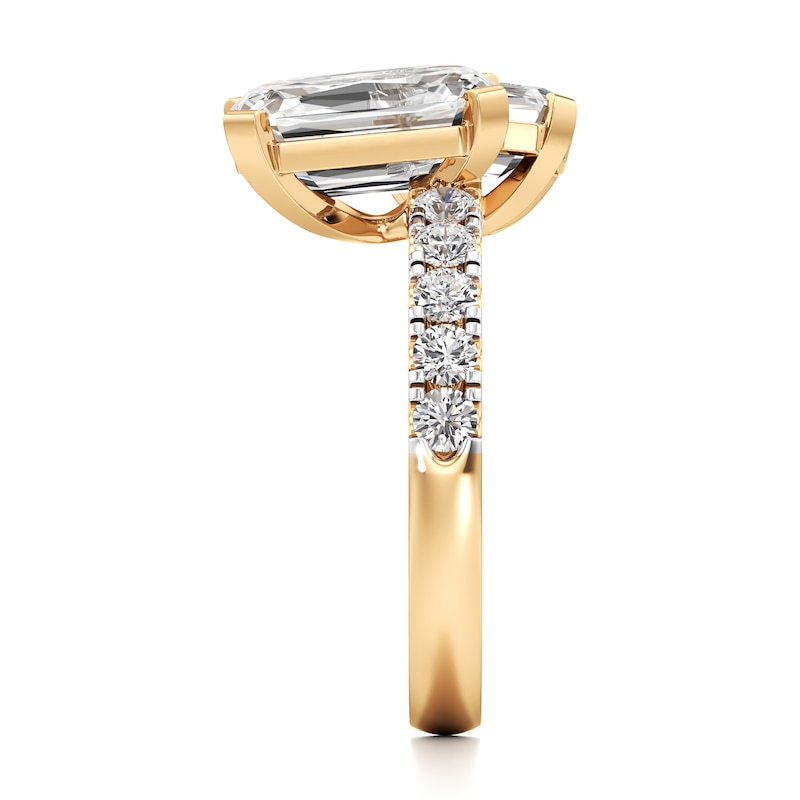Main Image 3 of J'Lure Imperial-Emerald Step-Cut Two-Stone Lab-Grown Diamond Engagement Ring 4-5/8 ct tw 18K Yellow Gold