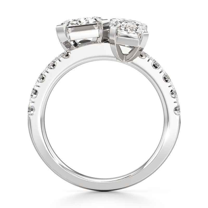 Main Image 2 of J'Lure Imperial-Emerald Step-Cut Two-Stone Lab-Grown Diamond Engagement Ring 4-5/8 ct tw 18K White Gold