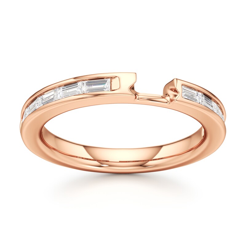Main Image 1 of J'Lure Baguette-Cut Lab-Grown Diamond Contour Wedding Band 3/8 ct tw 18K Rose Gold