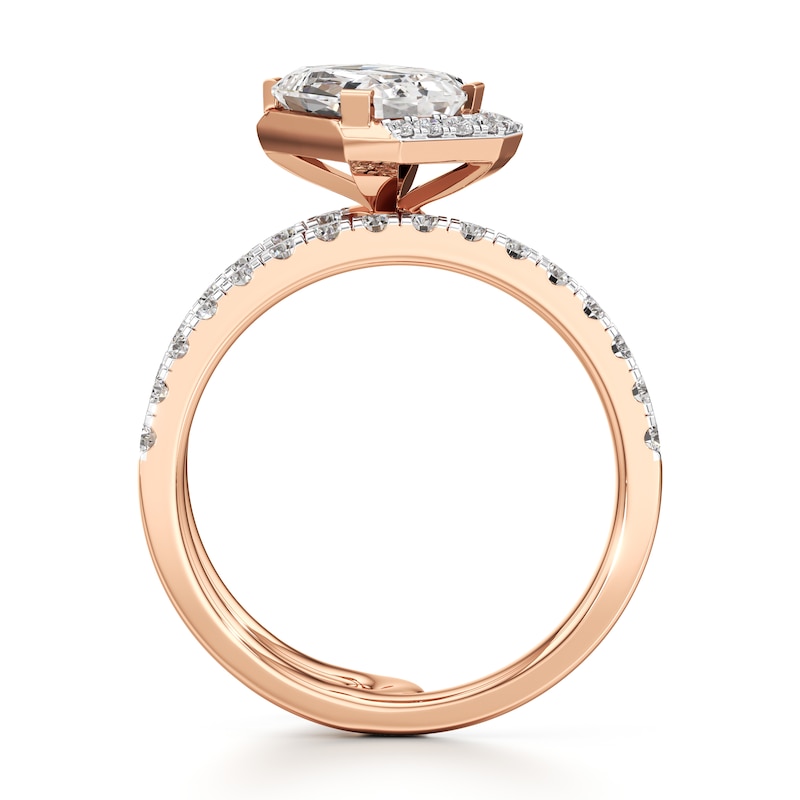 Main Image 2 of J'Lure Imperial-Emerald Step-Cut Lab-Grown Diamond Spiral Engagement Ring 2-5/8 ct tw 18K Rose Gold