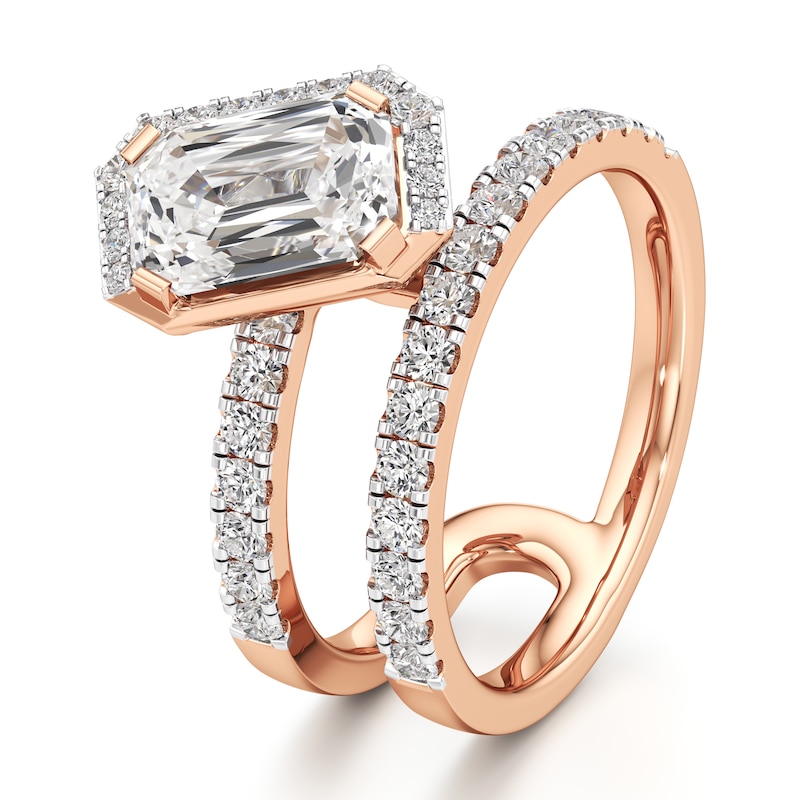 Main Image 4 of J'Lure Imperial-Emerald Step-Cut Lab-Grown Diamond Spiral Engagement Ring 2-5/8 ct tw 18K Rose Gold