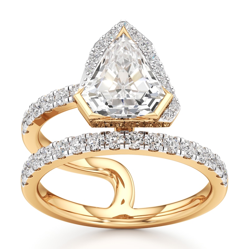 Main Image 1 of J'Lure Shield Step-Cut Lab-Created Diamond Spiral Engagement Ring 2-5/8 ct tw 18K Yellow Gold