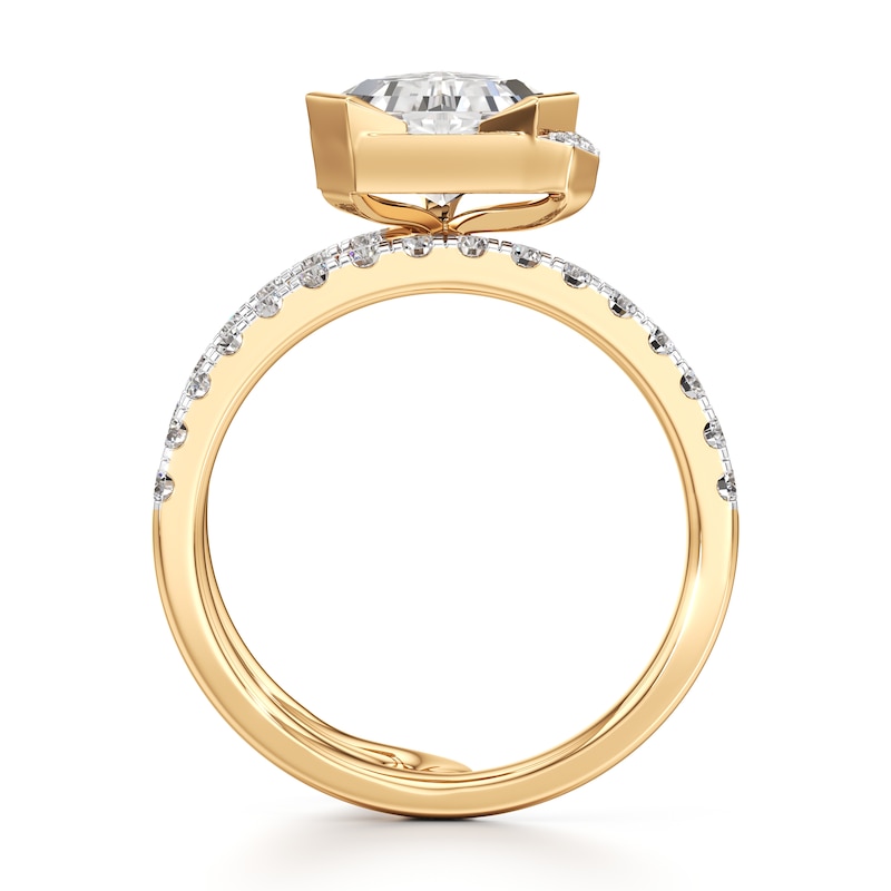 Main Image 2 of J'Lure Shield Step-Cut Lab-Created Diamond Spiral Engagement Ring 2-5/8 ct tw 18K Yellow Gold