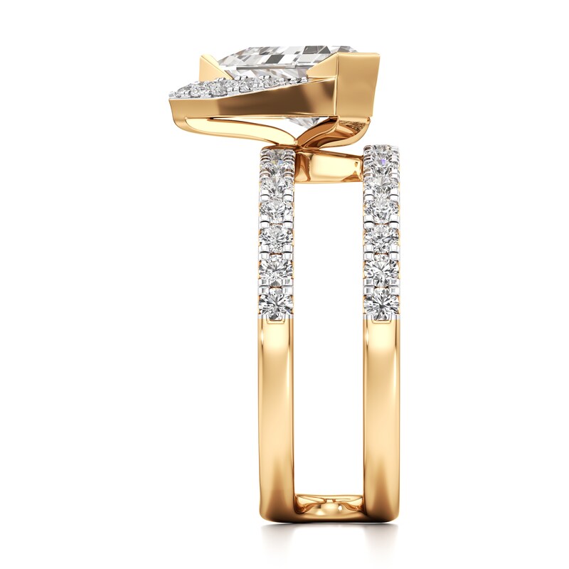 Main Image 3 of J'Lure Shield Step-Cut Lab-Created Diamond Spiral Engagement Ring 2-5/8 ct tw 18K Yellow Gold