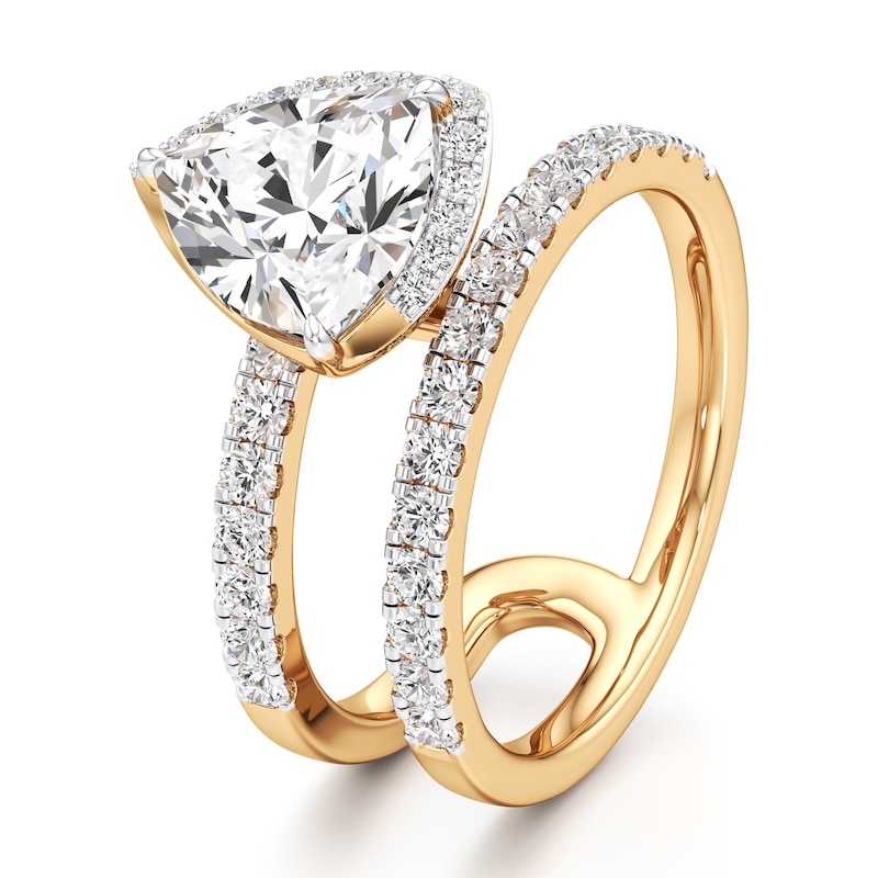 Main Image 4 of J'Lure Trillion Curved Brilliant-Cut Lab-Grown Diamond Spiral Engagement Ring 2-5/8 ct tw 18K Yellow Gold