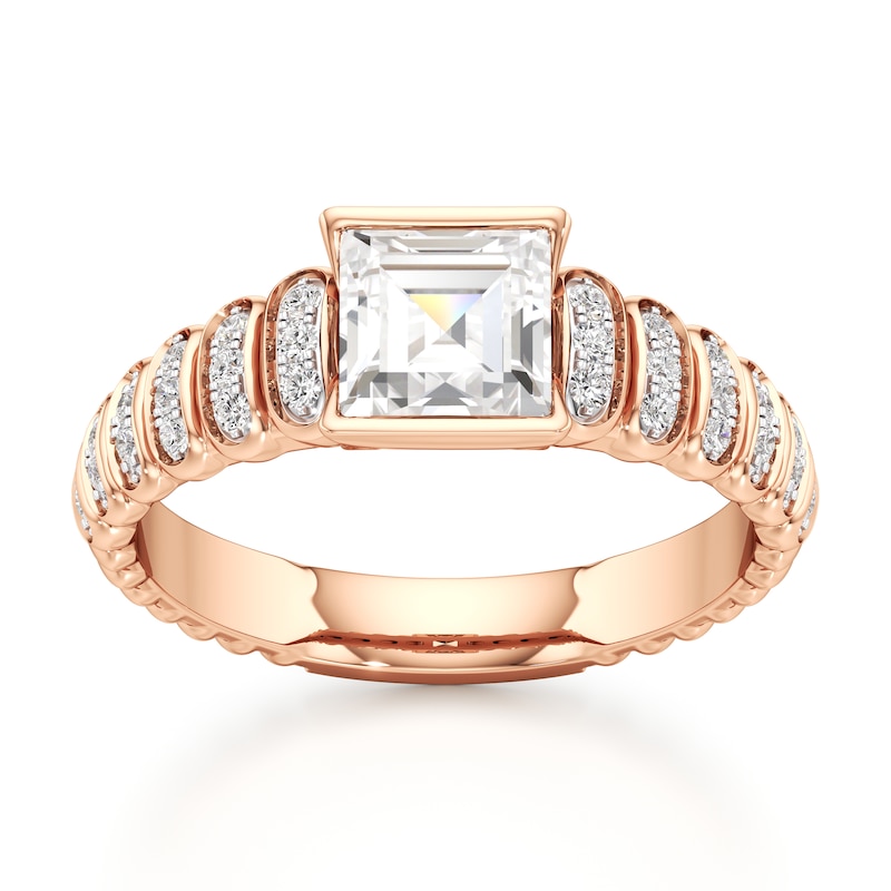 Main Image 1 of J'Lure Carre Step-Cut Lab-Grown Diamond Engagement Ring 1-1/6 ct tw 18K Rose Gold