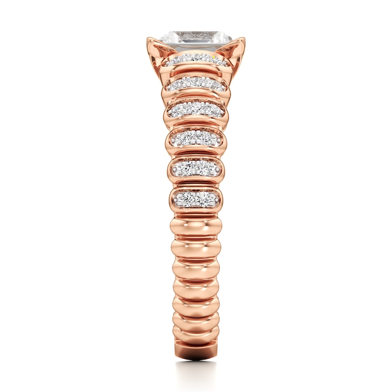 Main Image 3 of J'Lure Carre Step-Cut Lab-Grown Diamond Engagement Ring 1-1/6 ct tw 18K Rose Gold