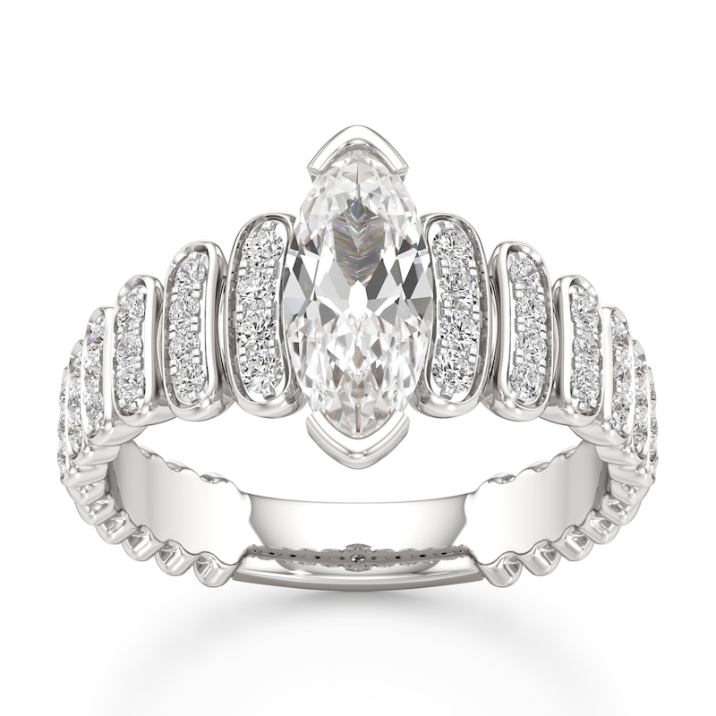 Main Image 1 of J'Lure Moval Old-Cut Lab-Grown Diamond Engagement Ring 1-1/3 ct tw 18K White Gold