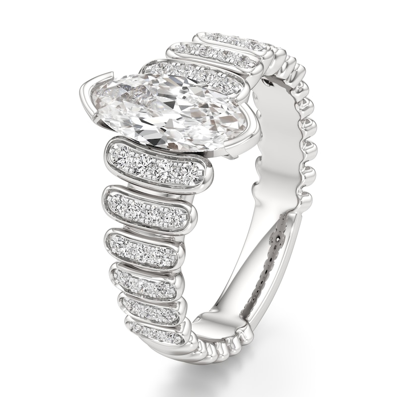 Main Image 4 of J'Lure Moval Old-Cut Lab-Grown Diamond Engagement Ring 1-1/3 ct tw 18K White Gold