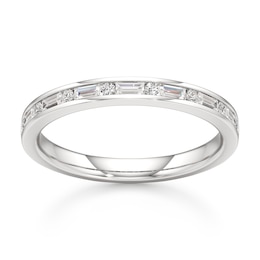 J'Lure Baguette & Round-Cut Lab-Grown Diamond Wedding Band 1/3 ct tw 18K White Gold
