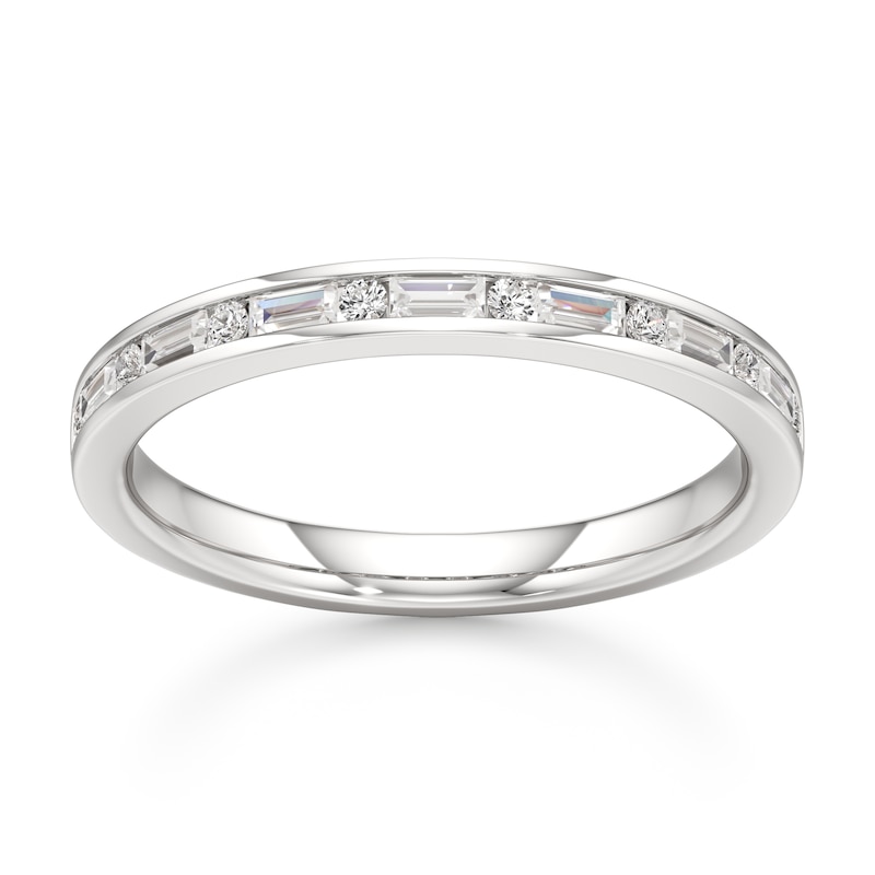 Main Image 1 of J'Lure Baguette & Round-Cut Lab-Grown Diamond Wedding Band 1/3 ct tw 18K White Gold