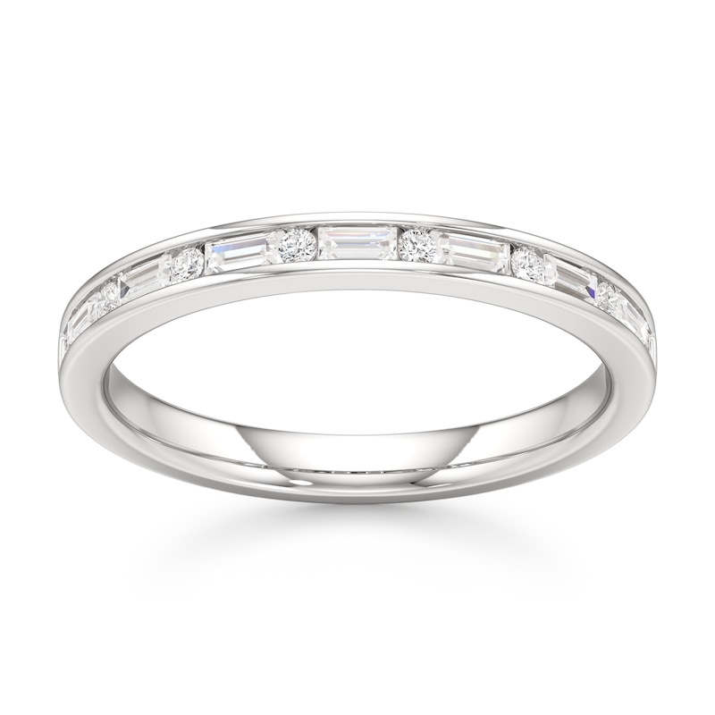 Main Image 1 of J'Lure Baguette & Round-Cut Lab-Grown Diamond Wedding Band 1/3 ct tw 18K White Gold