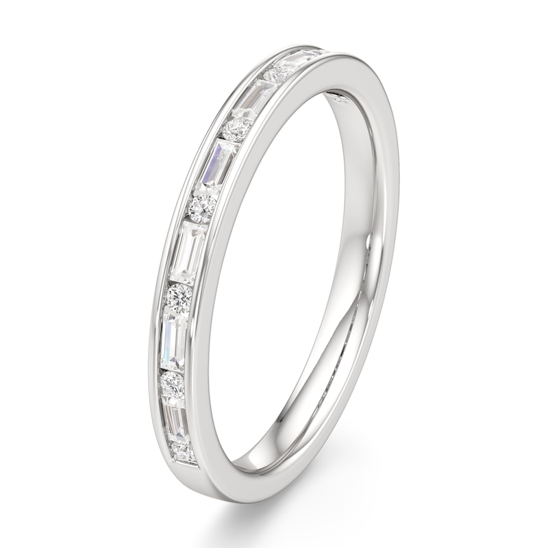 Main Image 4 of J'Lure Baguette & Round-Cut Lab-Grown Diamond Wedding Band 1/3 ct tw 18K White Gold