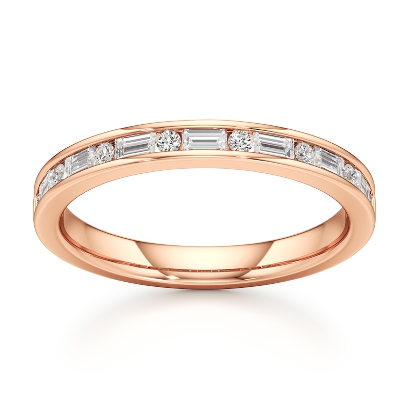 Main Image 1 of J'Lure Baguette & Round-Cut Lab-Grown Diamond Wedding Band 3/8 ct tw 18K Rose Gold