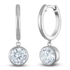 Thumbnail Image 2 of Round-Cut Lab-Grown Diamond Solitaire Dangle Hoop Earrings 2 ct tw 14K White Gold (SI2/F)