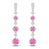 Thumbnail Image 1 of Pink Lab-Created Sapphire & Diamond Drop Earrings 1/20 ct tw Sterling Silver