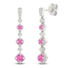 Thumbnail Image 2 of Pink Lab-Created Sapphire & Diamond Drop Earrings 1/20 ct tw Sterling Silver