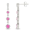 Thumbnail Image 3 of Pink Lab-Created Sapphire & Diamond Drop Earrings 1/20 ct tw Sterling Silver