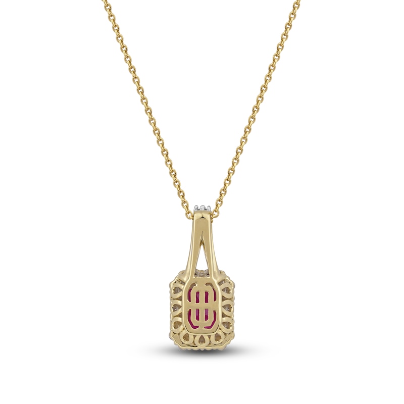 Main Image 3 of Rectangle-Cut Natural Ruby Pendant Necklace 1/4 ct tw 14K Yellow Gold