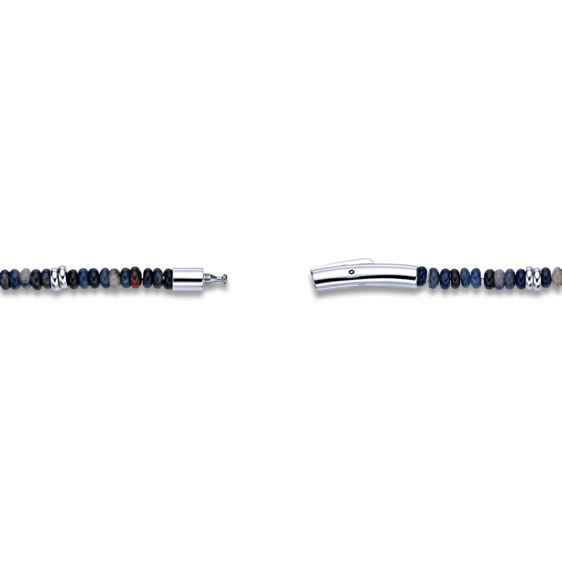 Main Image 4 of Men's Natural Black Spinel & Labradorite Bead Bracelet Stainless Steel 8.25"