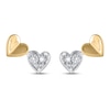 Thumbnail Image 3 of Multi-Diamond Double Heart Stud Earrings 1/6 ct tw 10K Yellow Gold & Sterling Silver