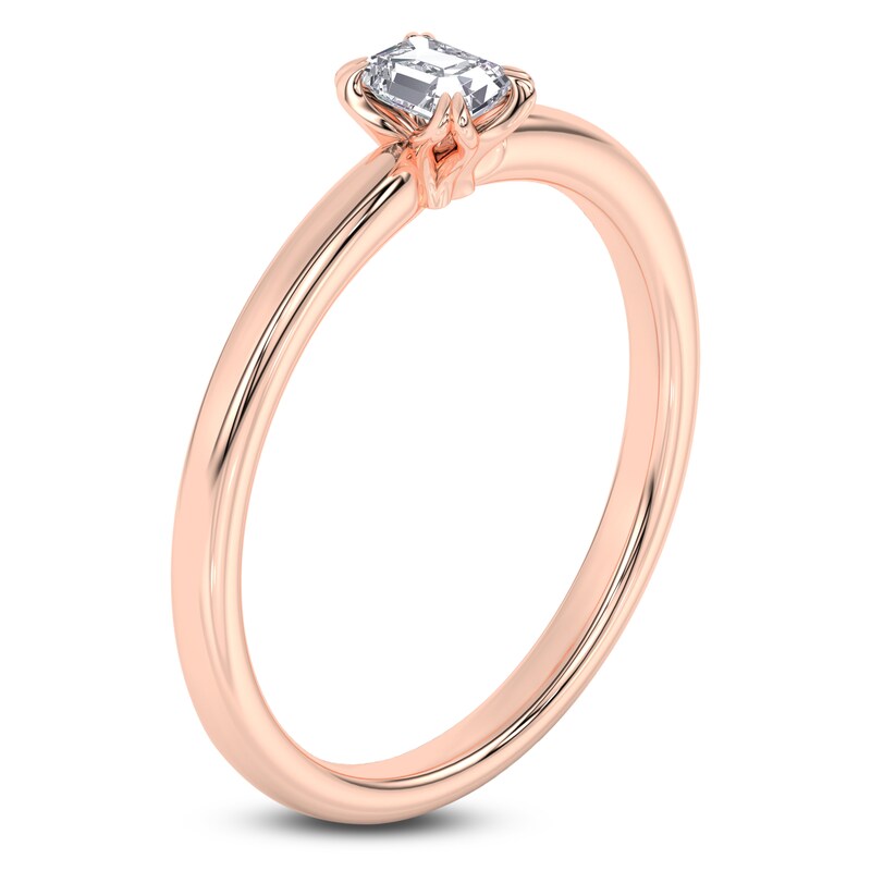 Main Image 2 of Certified Emerald-Cut Diamond Solitaire Engagement Ring 1/4 ct tw 18K Rose Gold (SI2/G)