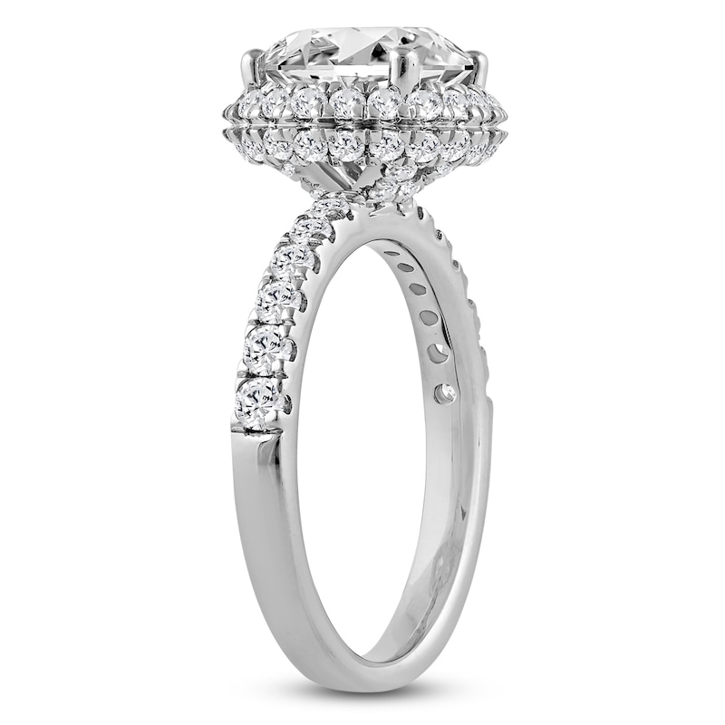 Main Image 2 of Round-Cut Lab-Grown Diamond Halo Engagement Ring 4 ct tw Platinum