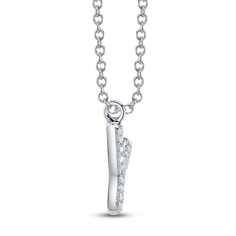 Main Image 2 of Shy Creation Diamond Letter Y Pavé Necklace 1/20 ct tw 14K White Gold 18" SC55028331-Y
