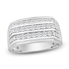 Thumbnail Image 1 of Men's Diamond Three-Row Angled Ring 1 ct tw 10K White Gold