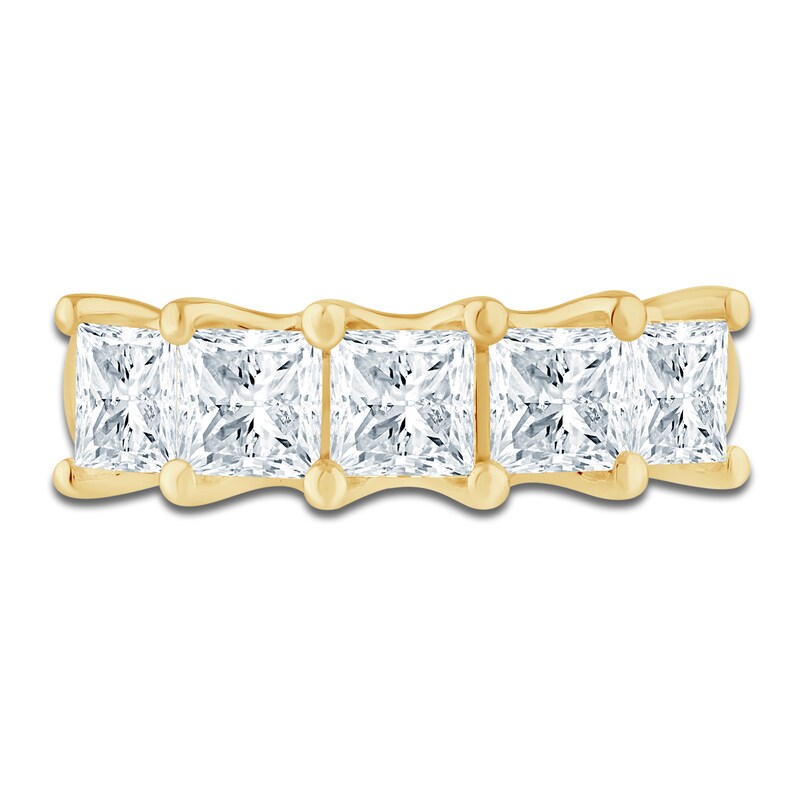 Main Image 3 of Princess-Cut Lab-Grown Diamond Five-Stone Anniversary Ring 3 ct tw 14K Yellow Gold