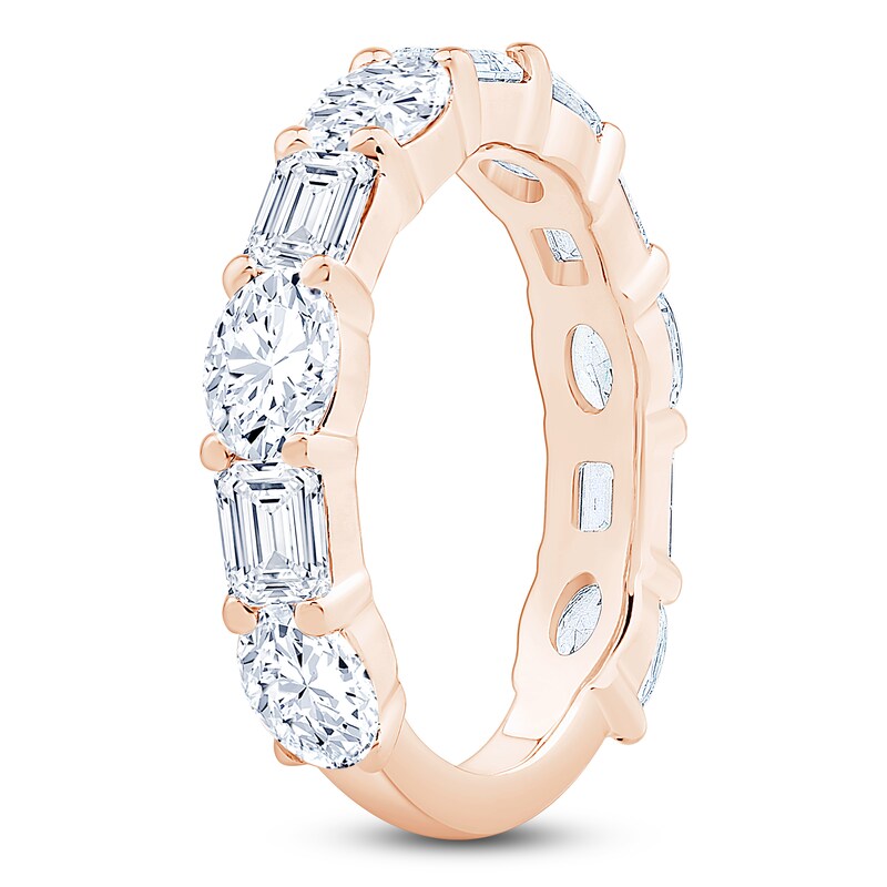 Main Image 2 of Oval & Emerald-Cut Lab-Grown Diamond Alternating Anniversary Ring 3 ct tw 14K Rose Gold