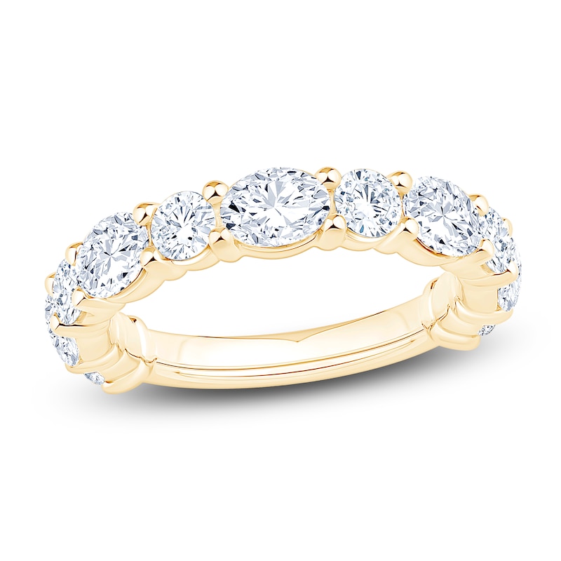 Main Image 1 of Oval & Round-Cut Lab-Grown Diamond Alternating Anniversary Ring 2-1/2 ct tw 14K Yellow Gold