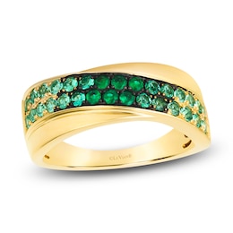 Le Vian Emerald Ombré Diagonal Two-Row Ring 14K Honey Gold