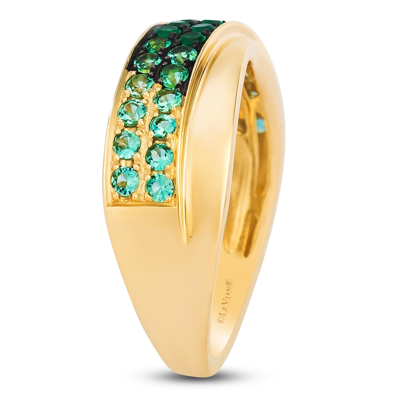 Main Image 2 of Le Vian Emerald Ombré Diagonal Two-Row Ring 14K Honey Gold