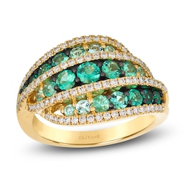Le Vian Emerald Ombré Three-Row Ring 3/8 ct tw Diamonds 14K Honey Gold