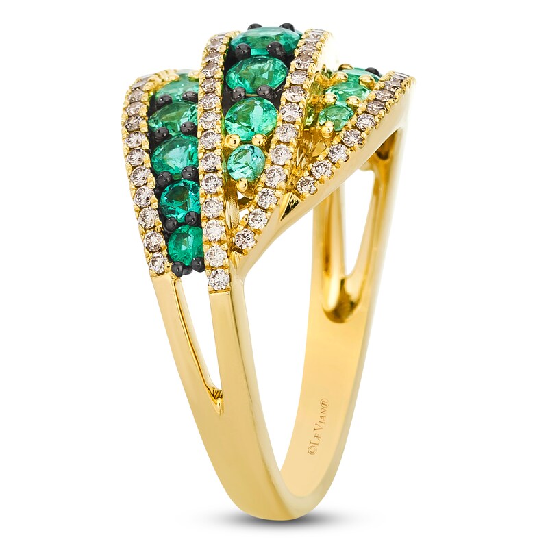 Main Image 2 of Le Vian Emerald Ombré Three-Row Ring 3/8 ct tw Diamonds 14K Honey Gold