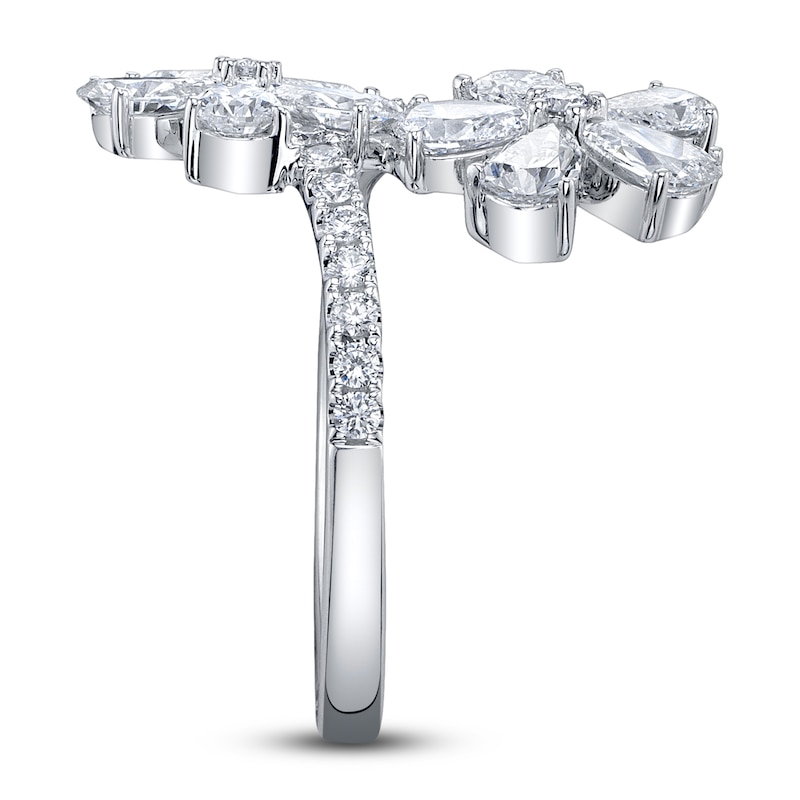 Main Image 3 of Shy Creation Pear-Shaped & Round-Cut Diamond Flower Bypass Ring 2 ct tw 14K White Gold SC55028142