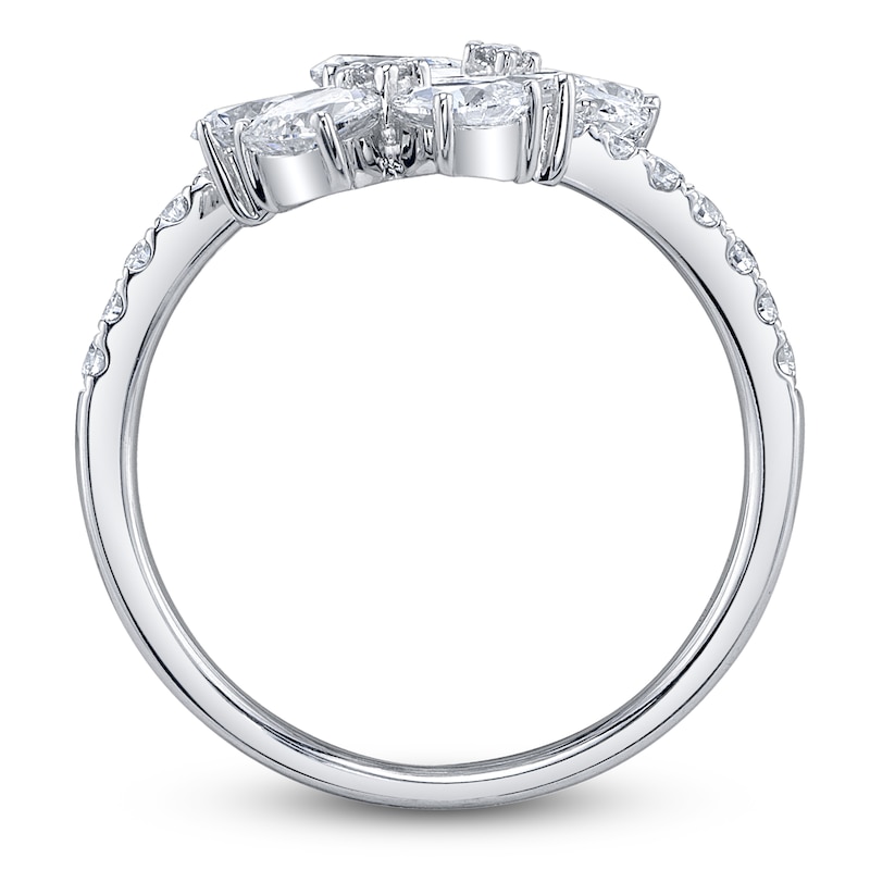 Main Image 4 of Shy Creation Pear-Shaped & Round-Cut Diamond Flower Bypass Ring 2 ct tw 14K White Gold SC55028142