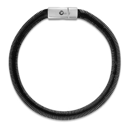1933 by Esquire Men's Herringbone Bracelet 6mm Sterling Silver & Black Ion Plating 8.5"