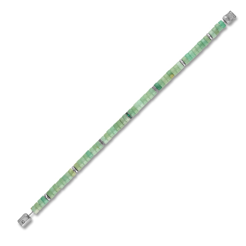 Main Image 3 of 1933 by Esquire Men's Natural Green Onyx & Aventurine Quartz Bead Bracelet Sterling Silver 8.5"