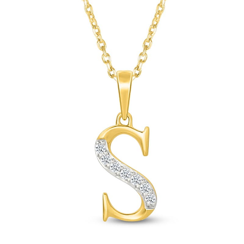 Main Image 1 of Diamond Initial S Necklace 1/20 ct tw 10K Yellow Gold 18"
