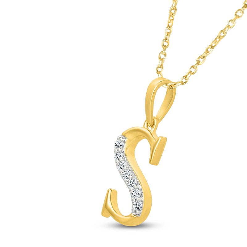 Main Image 2 of Diamond Initial S Necklace 1/20 ct tw 10K Yellow Gold 18"