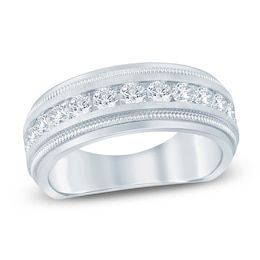 Men's Lab-Grown Diamond Milgrain-Edge Band 1-1/2 ct tw 14K White Gold