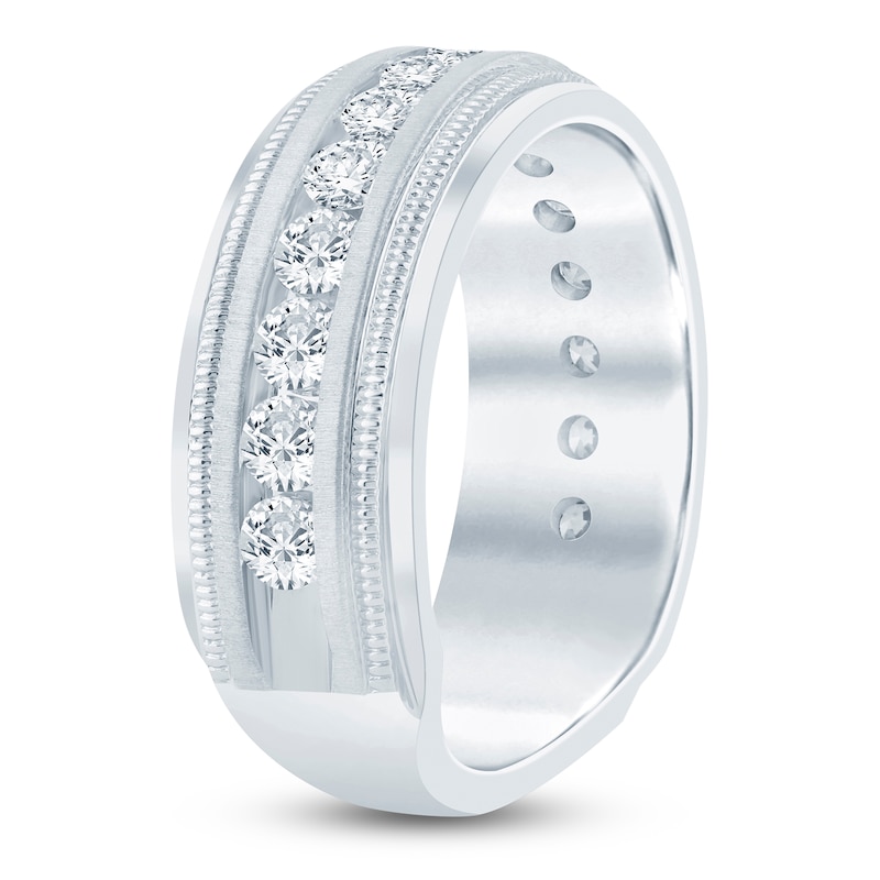 Main Image 2 of Men's Lab-Grown Diamond Milgrain-Edge Band 1-1/2 ct tw 14K White Gold