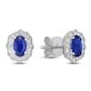 Thumbnail Image 3 of Oval-Cut Natural Blue Sapphire & Diamond Arabesque Halo Stud Earrings 1/8 ct tw 10K White Gold