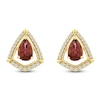 Thumbnail Image 1 of Pear-Shaped Natural Brazilian Cruzeiro Pink Tourmaline & Diamond Frame Earrings 1/6 ct tw 14K Yellow Gold