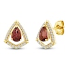 Thumbnail Image 3 of Pear-Shaped Natural Brazilian Cruzeiro Pink Tourmaline & Diamond Frame Earrings 1/6 ct tw 14K Yellow Gold