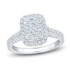 Thumbnail Image 1 of Certified Multi-Diamond Cushion Halo Engagement Ring 1 ct tw 14K White Gold