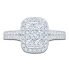 Thumbnail Image 3 of Certified Multi-Diamond Cushion Halo Engagement Ring 1 ct tw 14K White Gold